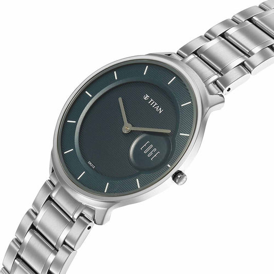 Titan Edge Murals Quartz Analog Blue Dial Stainless Watch For Men 1843SM03