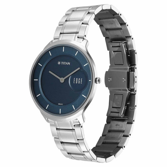 Titan Edge Murals Quartz Analog Blue Dial Stainless Watch For Men 1843SM03