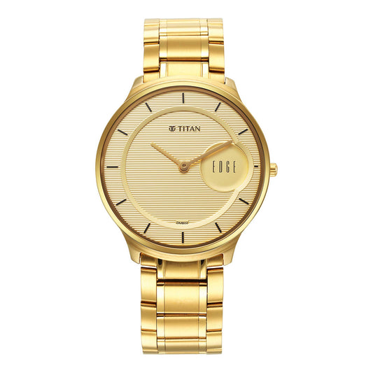 Edge Metal Yellow Dial Stainless Steel Strap Watch for Men 1843YM02