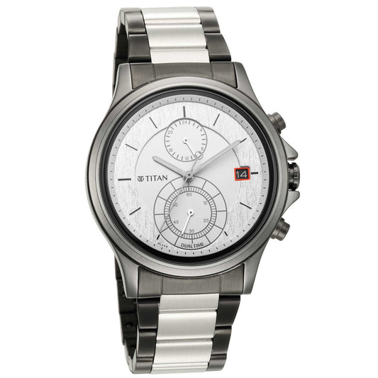 Titan Quartz Analog Silver Dial Stainless Steel Strap Watch for Men 1870KM01