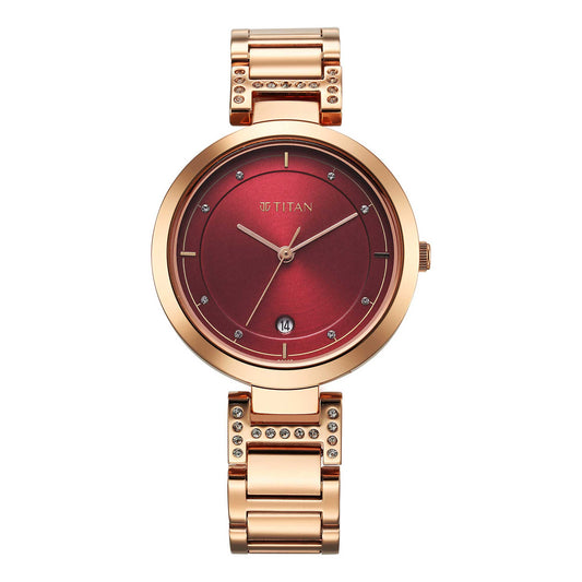 Titan Women Brass Round Shape Watches(2480WM07)