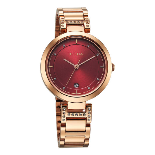 Titan Women Brass Round Shape Watches(2480WM07)