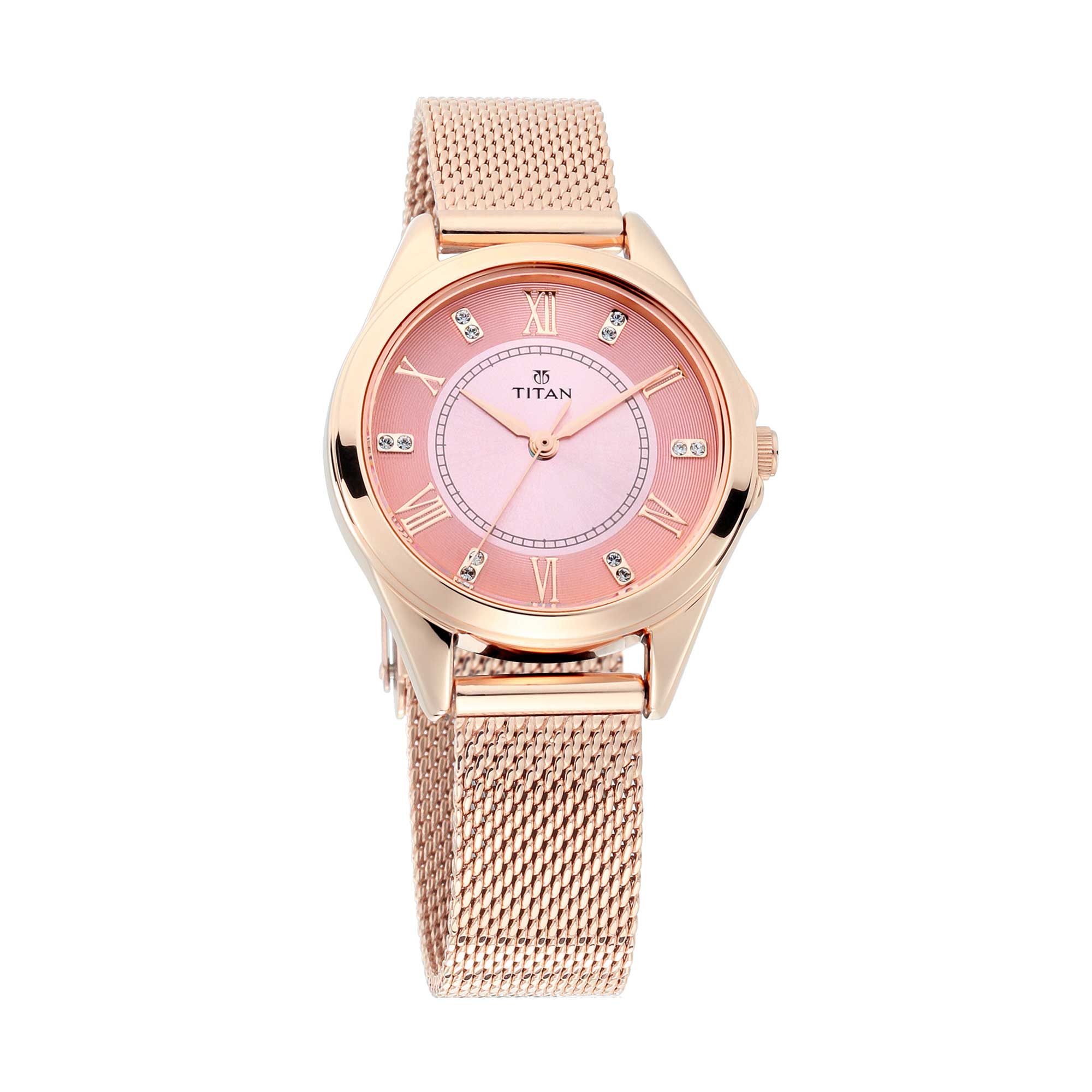 Titan Sparkle Pink Dial Alog Watch for Women