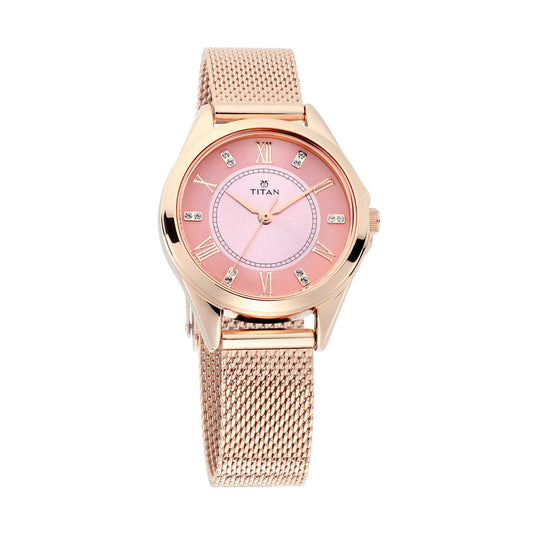 Titan Sparkle Pink Dial Alog Watch for Women