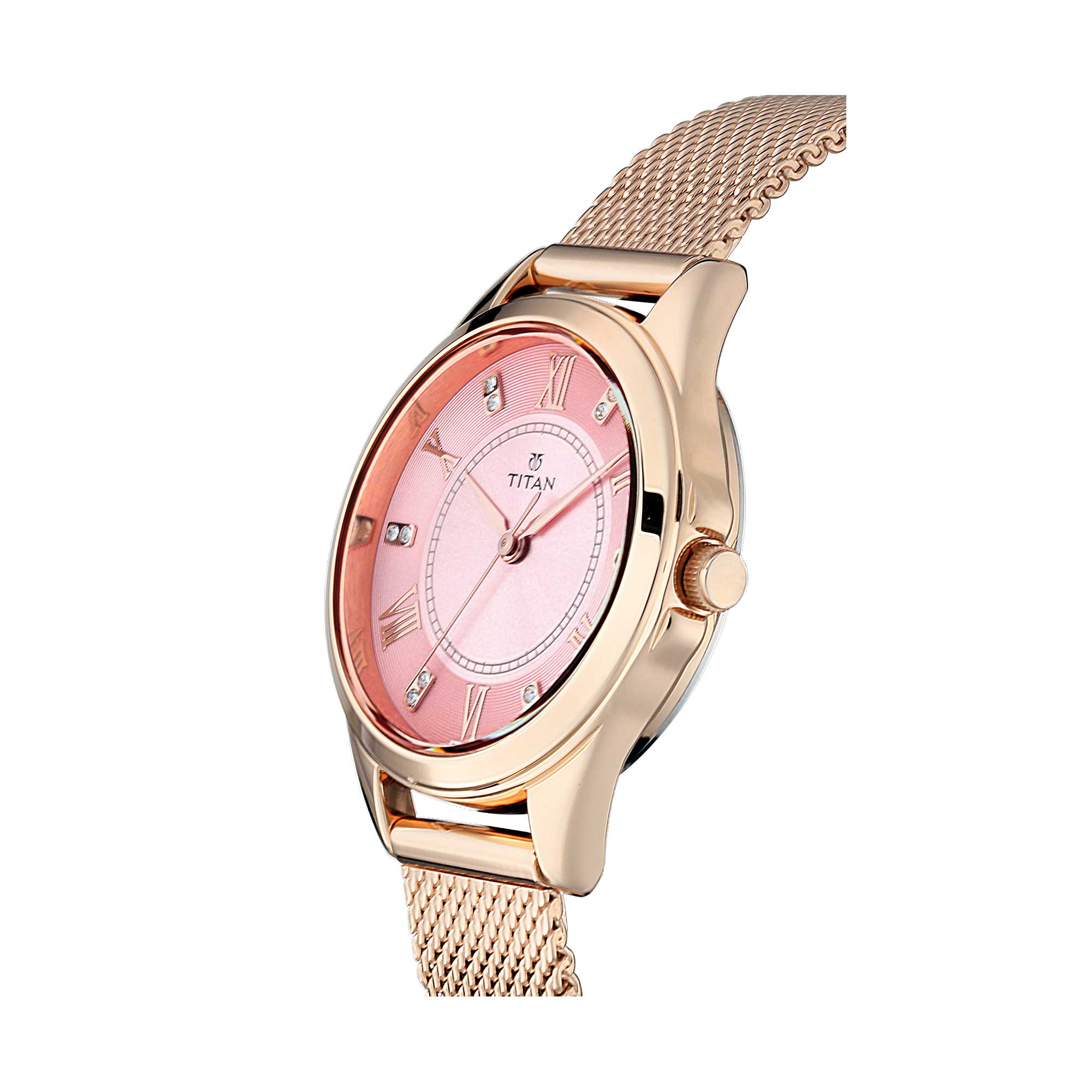 Titan Sparkle Pink Dial Alog Watch for Women