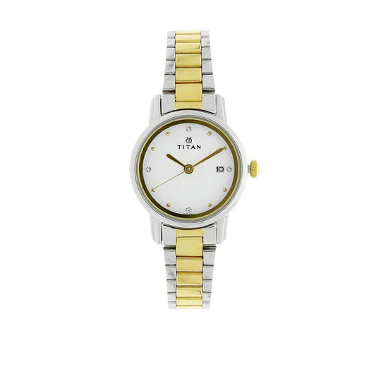 Titan Karishma White Dial Analog with Date Stainless Steel Strap watch for Women 2572BM01