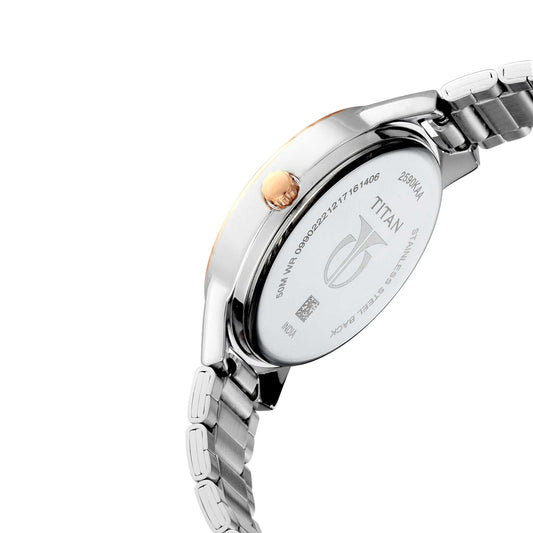 Titan Women's Elegance Moonphase Two-Tone Anthracite Dial Watch 2590KM02