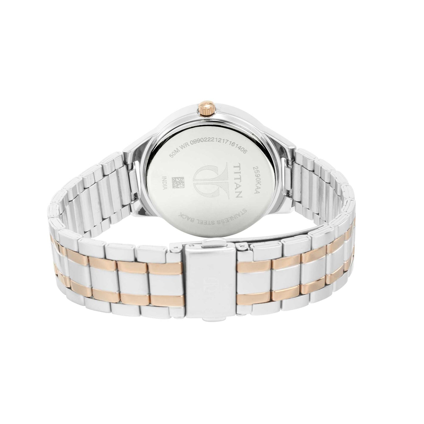 Titan Women's Elegance Moonphase Two-Tone Anthracite Dial Watch 2590KM02