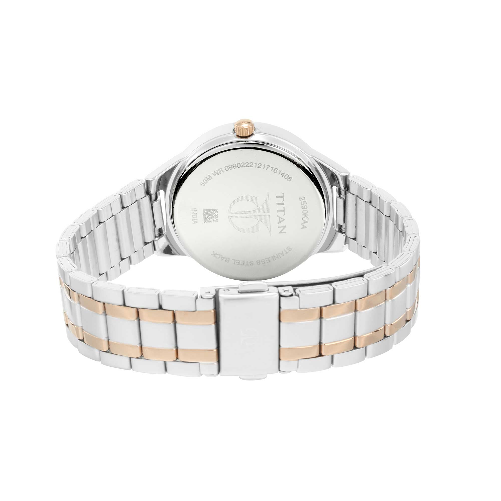 Titan Women's Elegance Moonphase Two-Tone Anthracite Dial Watch 2590KM02