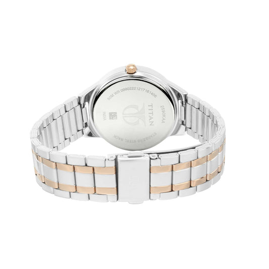Titan Women's Elegance Moonphase Two-Tone Anthracite Dial Watch 2590KM02