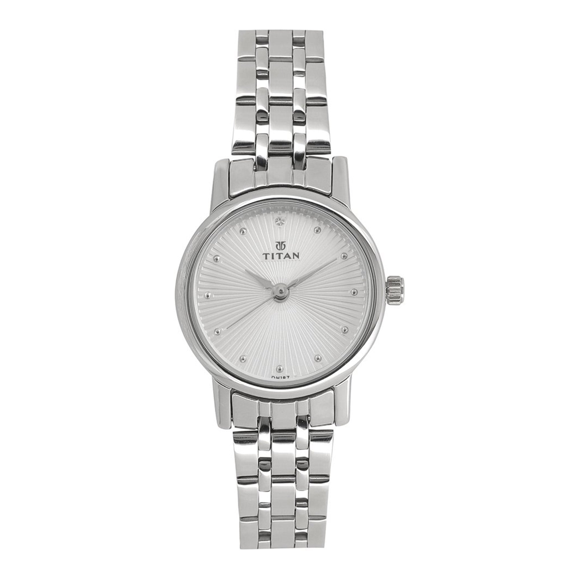 Titan Quartz Analog Silver Dial Stainless Steel Strap Watch for Women 2593SM01