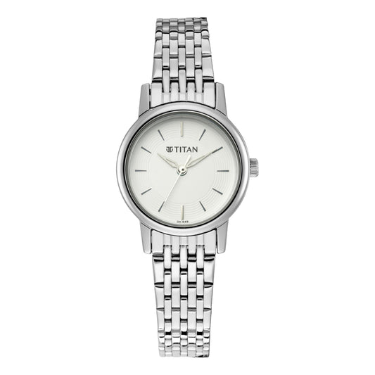 Titan Quartz Analog Silver Dial Metal Strap Watch for Women 2593SM04