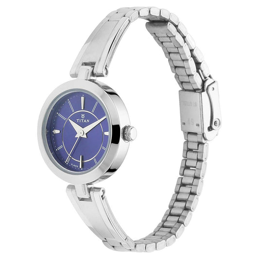 Titan Quartz Analog Blue Dial Metal Strap Watch for Women 2598SM03