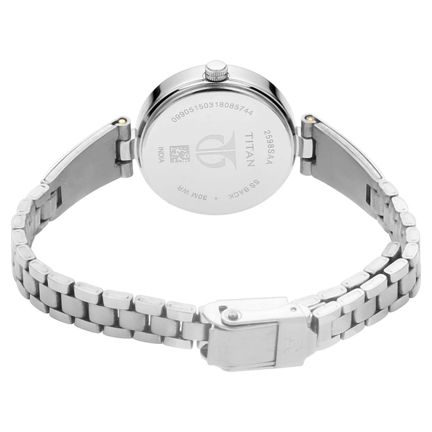 Titan Quartz Analog Blue Dial Metal Strap Watch for Women 2598SM03