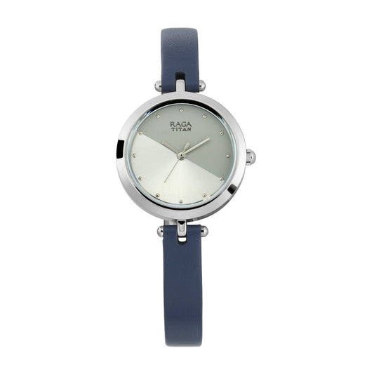 Titan Raga Viva Grey Dial Analog Leather Strap Watch for Women 2606SL01