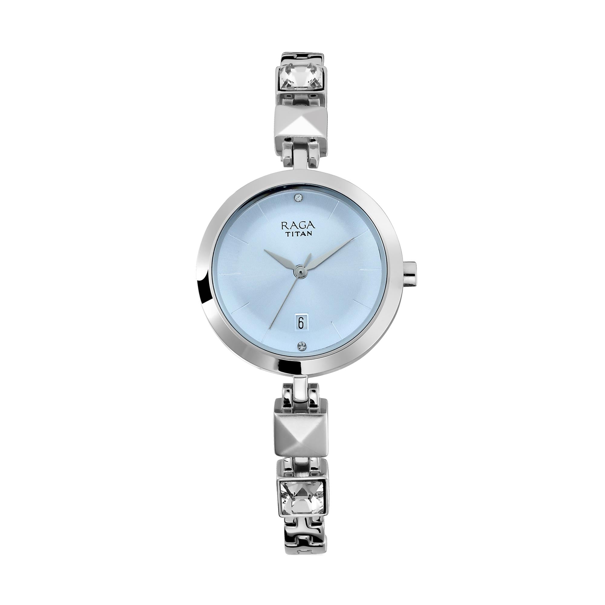 Titan Raga Viva Blue Dial Analog Metal Strap watch for Women 2606SM01