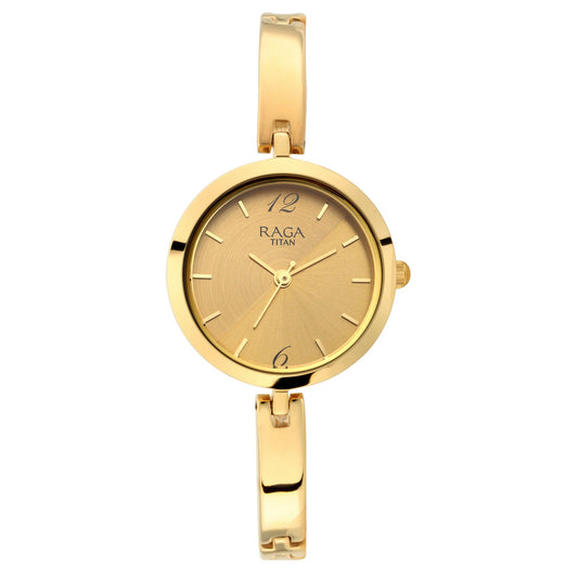 Titan Raga Viva Golden Dial Analog Metal Strap Watch for Women 2606YM06