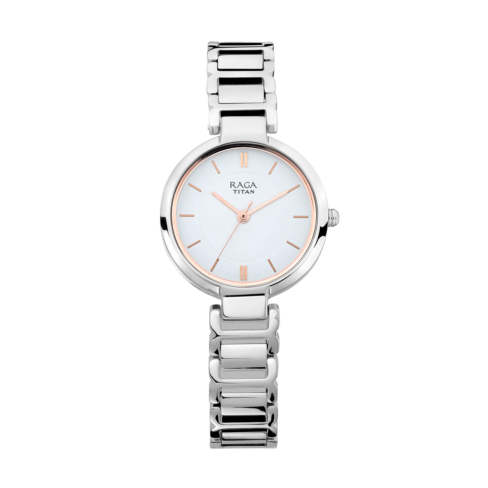 Titan Raga Viva White Dial Analog Metal Strap watch for Women 2608SM01