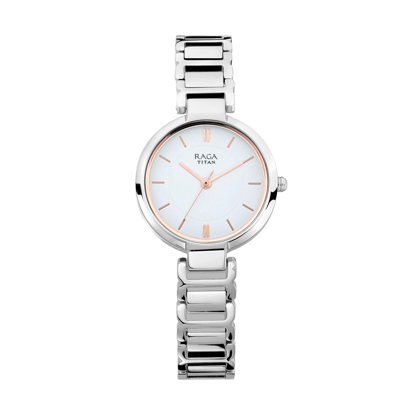 Titan Raga Viva White Dial Analog Metal Strap watch for Women 2608SM01