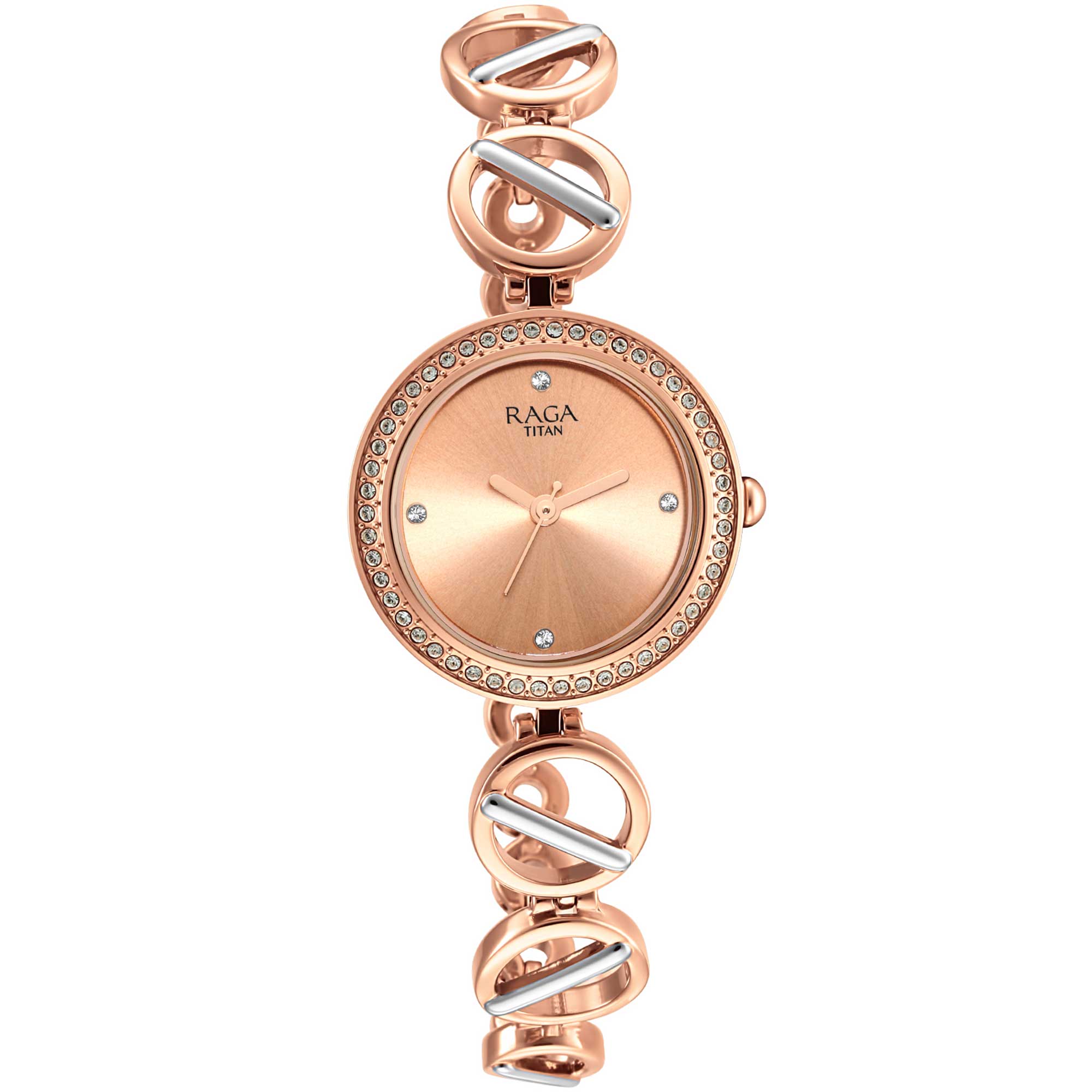 Titan Raga Viva Quartz Analog Rose Gold Dial Two Toned Metal Strap Watch For Women 2643KM01