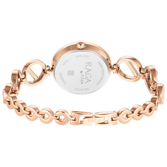 Titan Raga Viva Quartz Analog Rose Gold Dial Two Toned Metal Strap Watch For Women 2643KM01