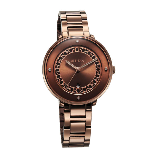 Titan Marhaba Brown Dial Analog Stainless Steel Strap watch for Women