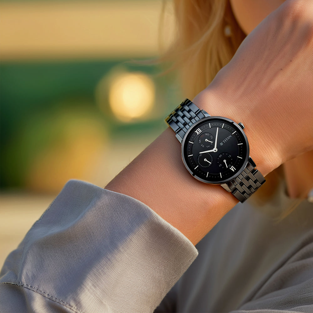 Titan Workwear Black Dial Women Watch With Metal Strap 2652NM01