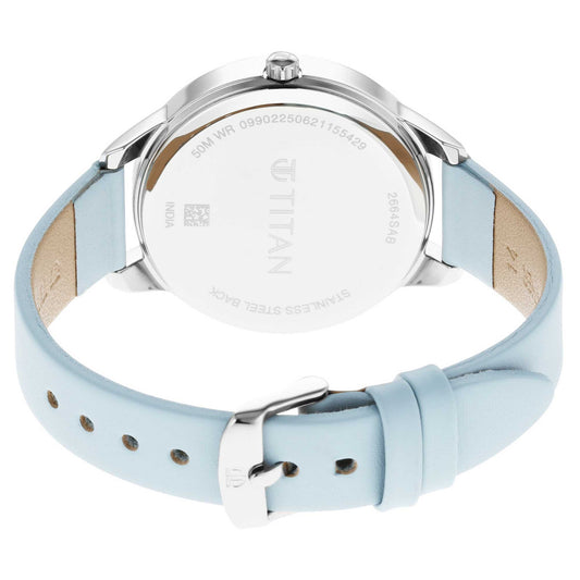 Titan Pastel Dreams Blue Analog Leather Strap watch for Women 2664SL02