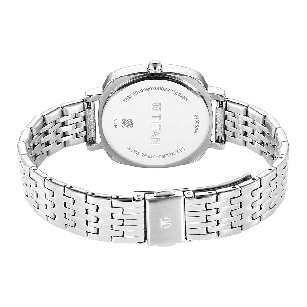 Titan Shaped Case Green Dial Metal Strap Watch
