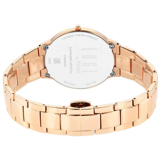 Titan Edge Metal Women Allure Quartz Alog Rich Mother Of Pearl Dial Stainless Steel Strap Watch For Women (2734WM01)