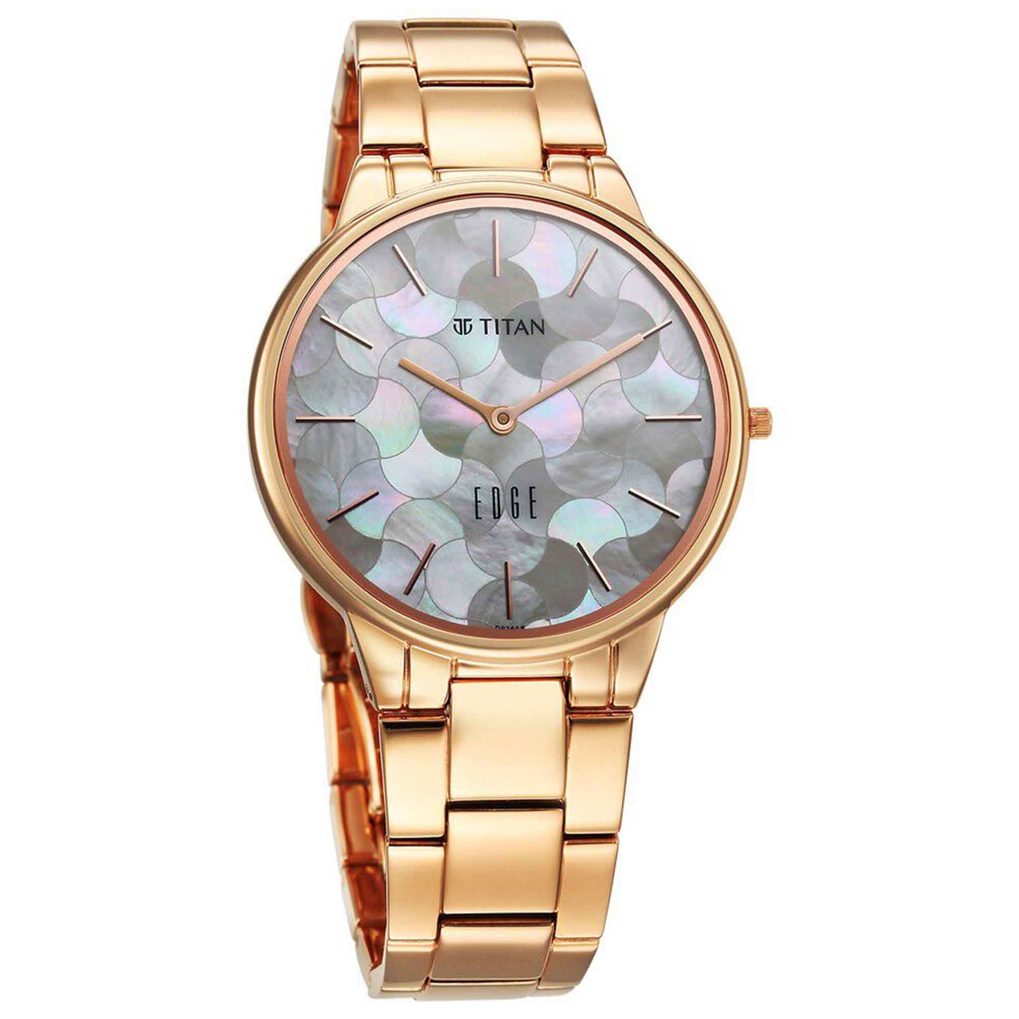 Titan Edge Metal Women Allure Quartz Alog Rich Mother Of Pearl Dial Stainless Steel Strap Watch For Women (2734WM02)