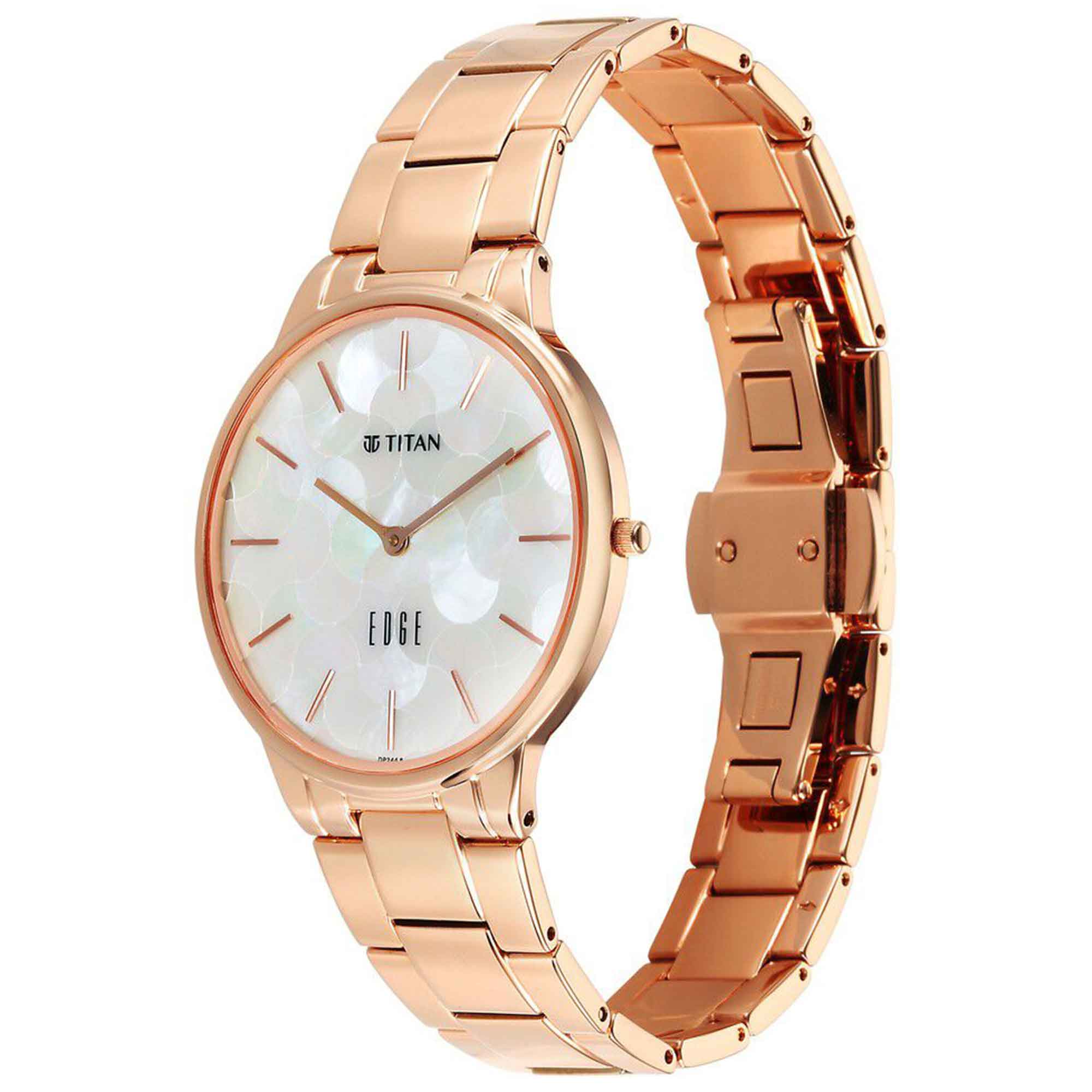 Titan Edge Metal Women Allure Quartz Alog Rich Mother Of Pearl Dial Stainless Steel Strap Watch For Women (2734WM02)