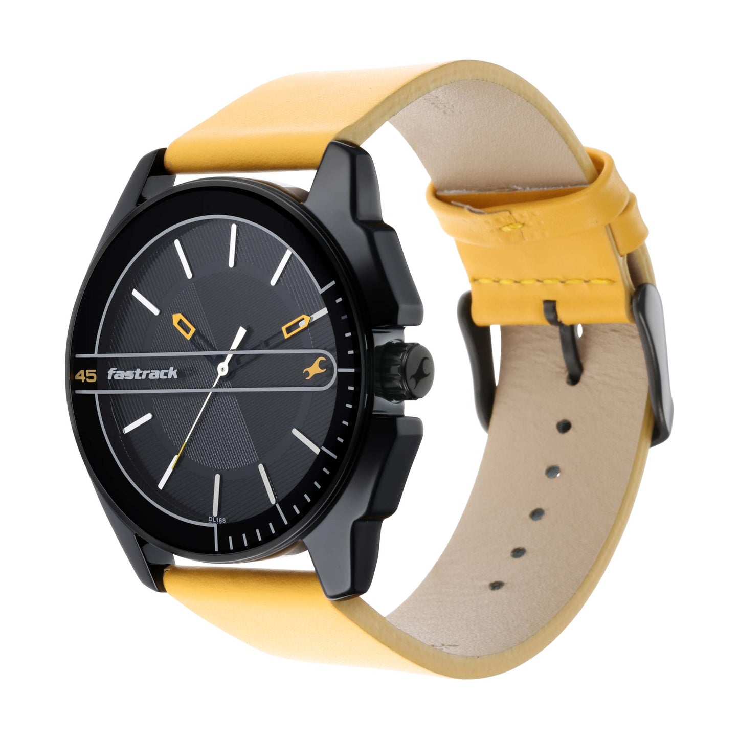Fastrack Wear Your Look Quartz Analog Black Dial Leather Strap Watch for Guys 3089NL01