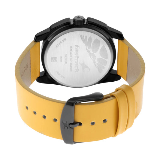 Fastrack Wear Your Look Quartz Analog Black Dial Leather Strap Watch for Guys 3089NL01