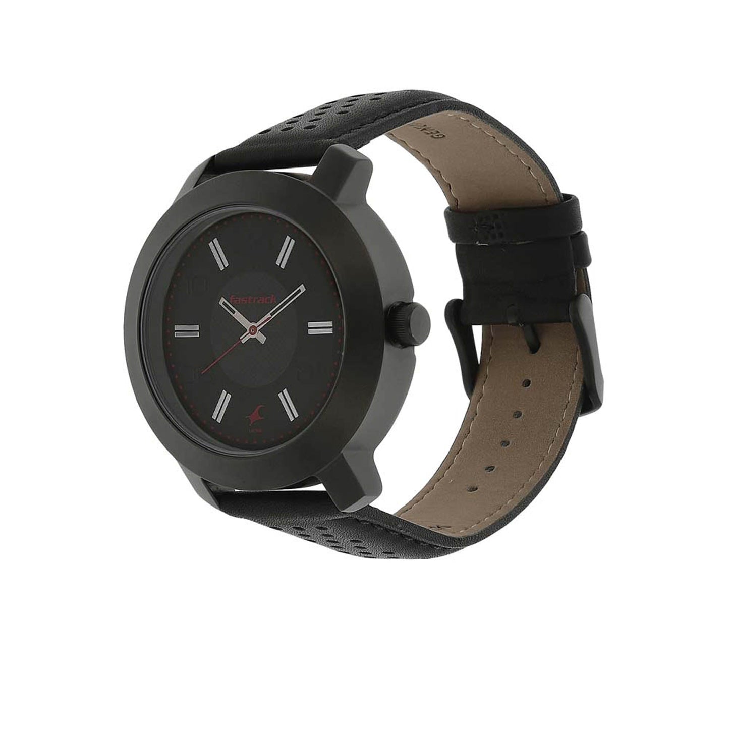 Fastrack Quartz Analog Black Dial Leather Strap Watch for Guys