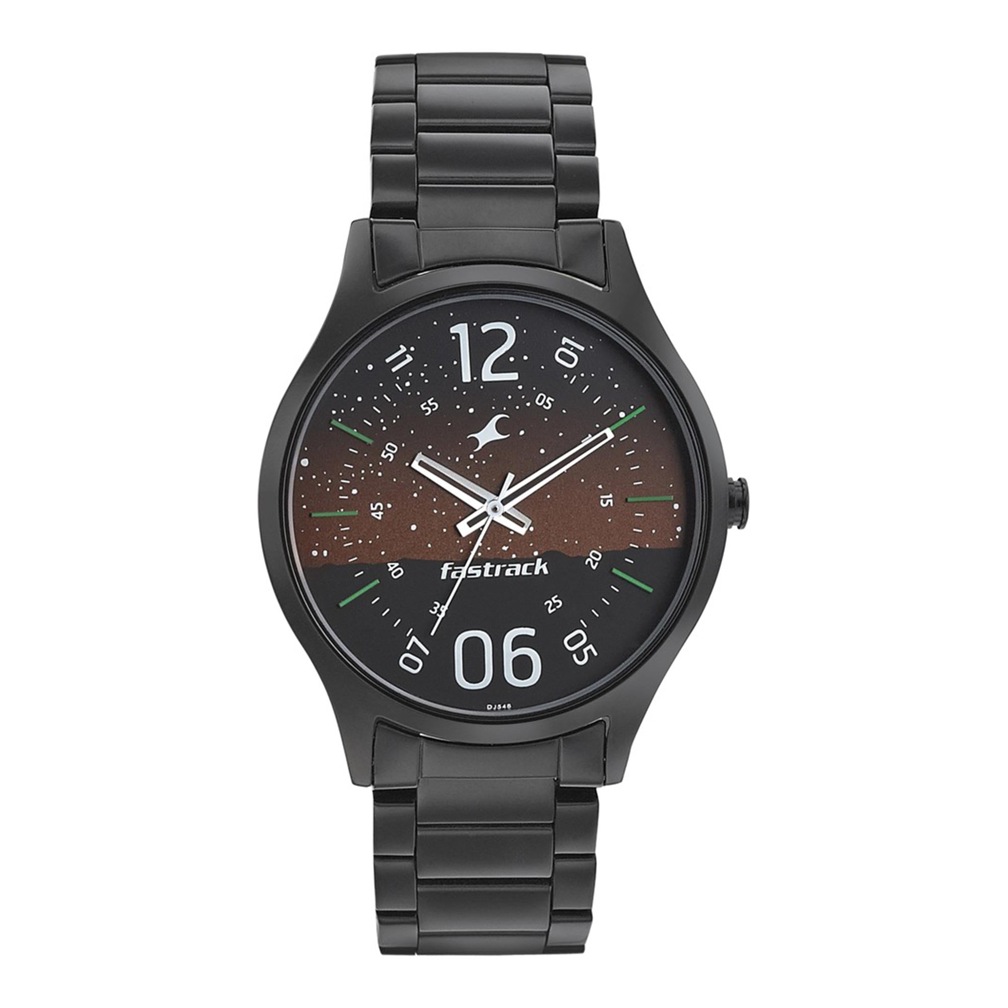 Fastrack Space Rover Quartz Analog Brown Dial Stainless Steel Strap Watch for Guys 3184NM01