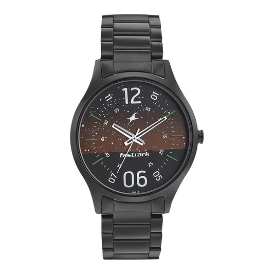 Fastrack Space Rover Quartz Analog Brown Dial Stainless Steel Strap Watch for Guys 3184NM01