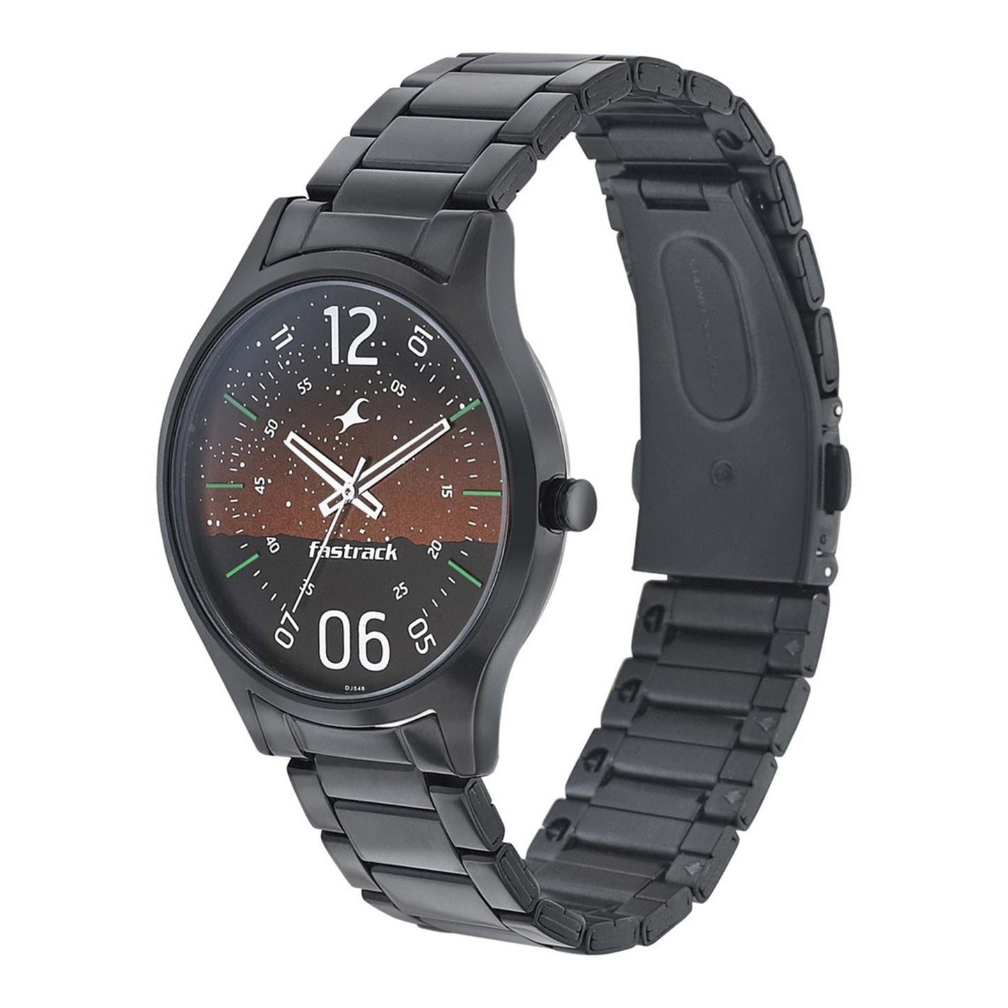 Fastrack Space Rover Quartz Analog Brown Dial Stainless Steel Strap Watch for Guys 3184NM01