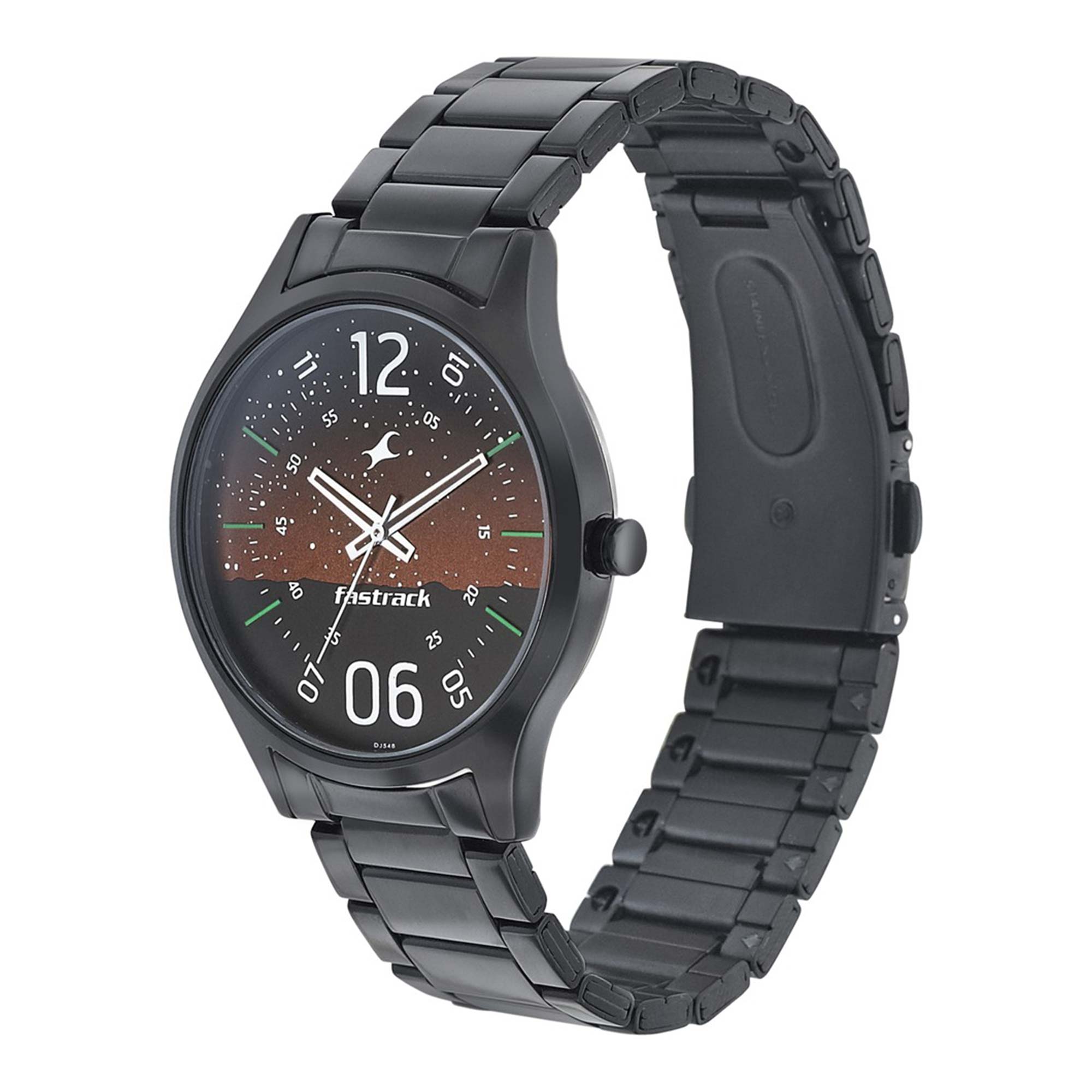 Fastrack Space Rover Quartz Analog Brown Dial Stainless Steel Strap Watch for Guys 3184NM01