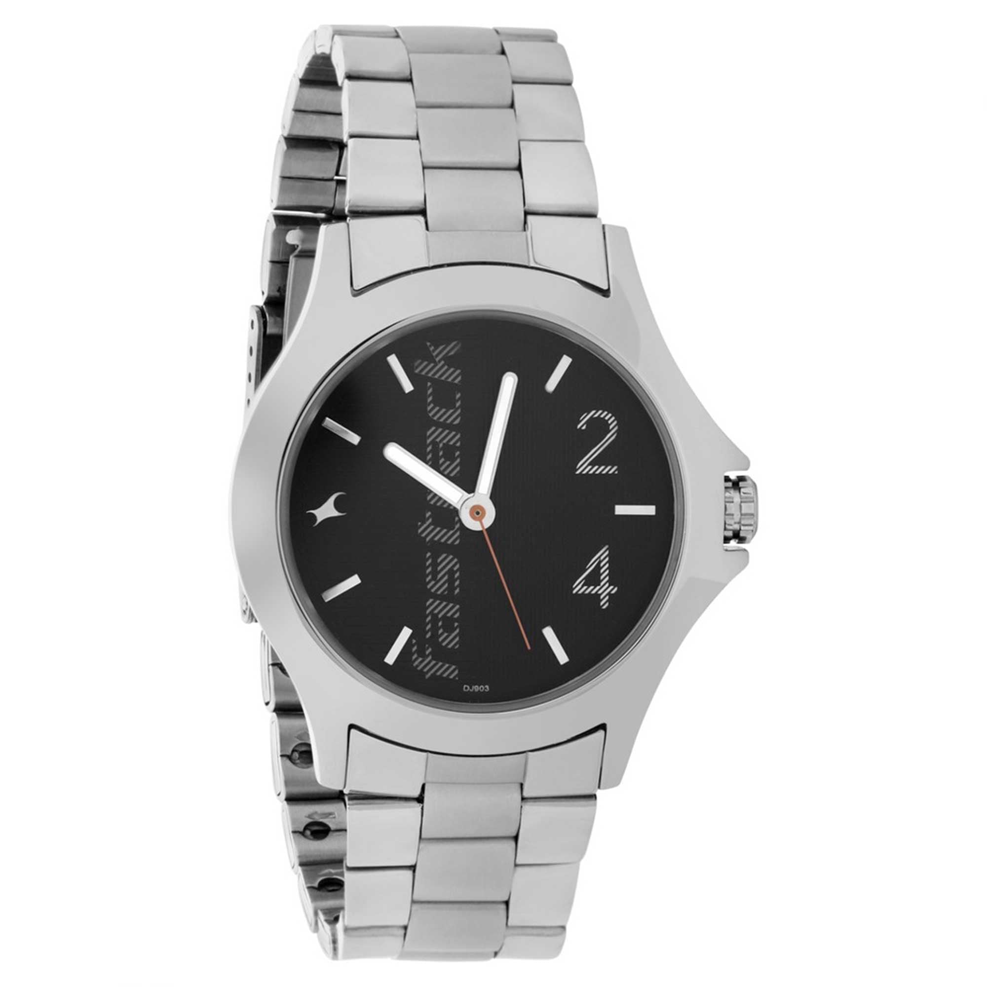 Fastrack Quartz Analog Black Dial Stainless Steel Strap Watch for Guys 3220SM02