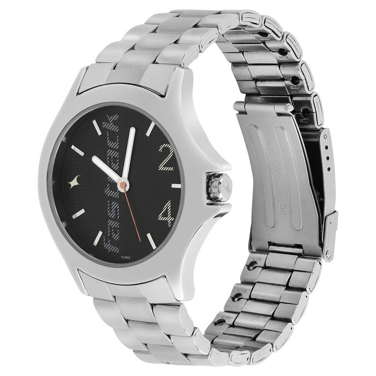 Fastrack Quartz Analog Black Dial Stainless Steel Strap Watch for Guys 3220SM02