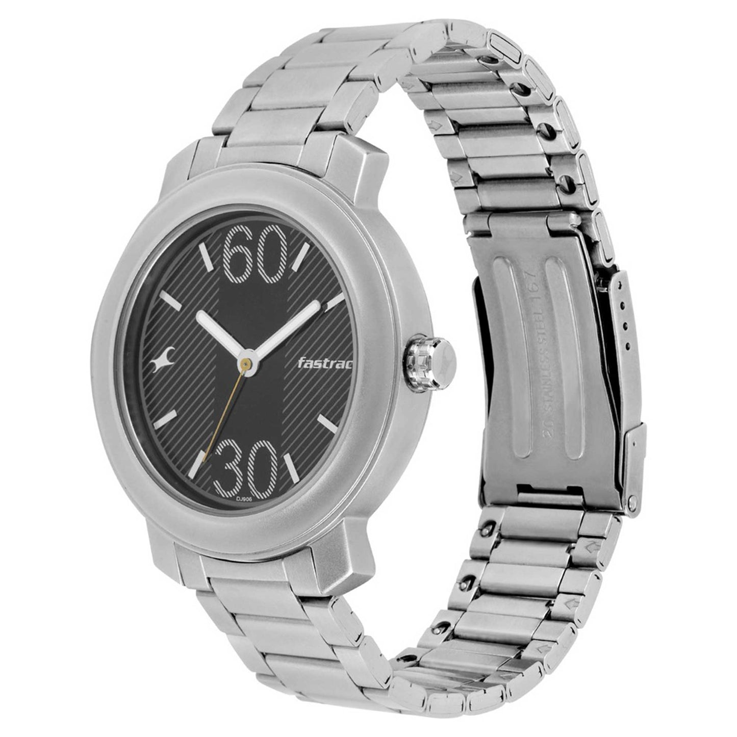 Fastrack Quartz Analog Black Dial Stainless Steel Strap Watch for Guys 3222SM02