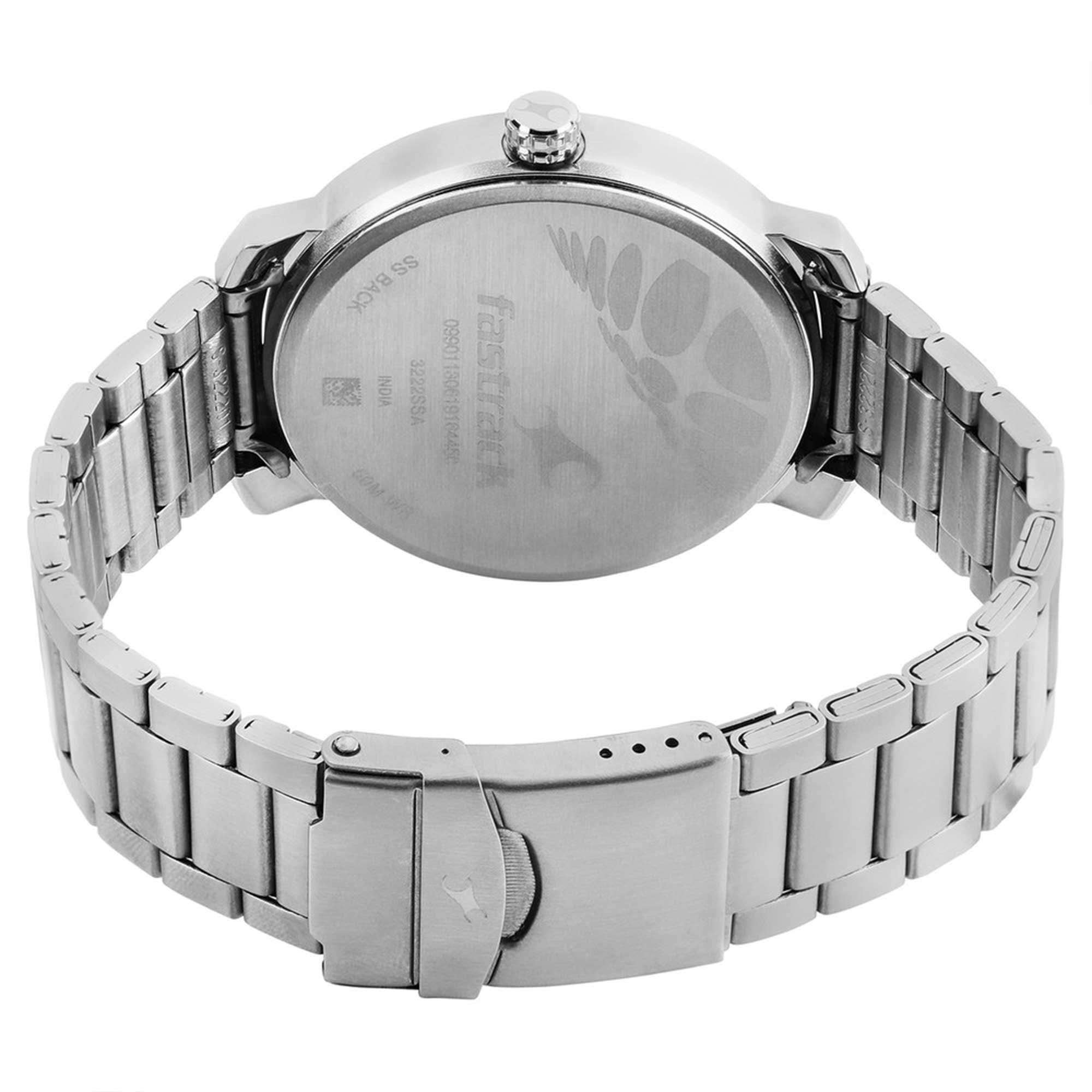 Fastrack Quartz Analog Black Dial Stainless Steel Strap Watch for Guys 3222SM02