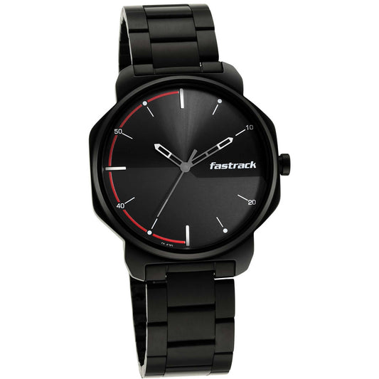 Fastrack Stunners Quartz Analog Black Dial Metal Strap Watch for Guys 3254NM01