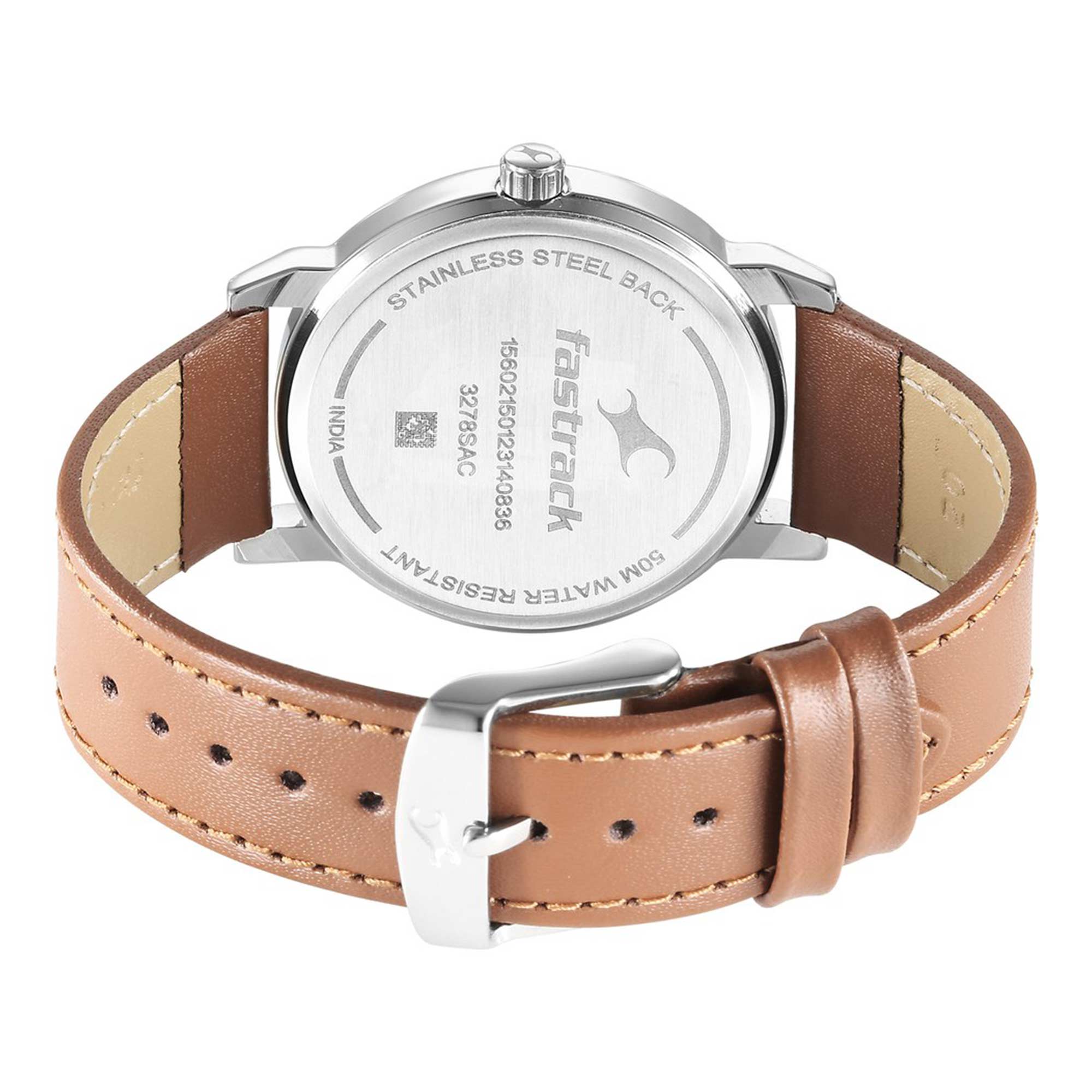 Fastrack Stunners Green Dial Leather Strap Watch for Guys