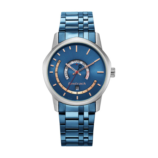 Exuberant Alog with Day and Date Blue Dial Watch (3279KM01)