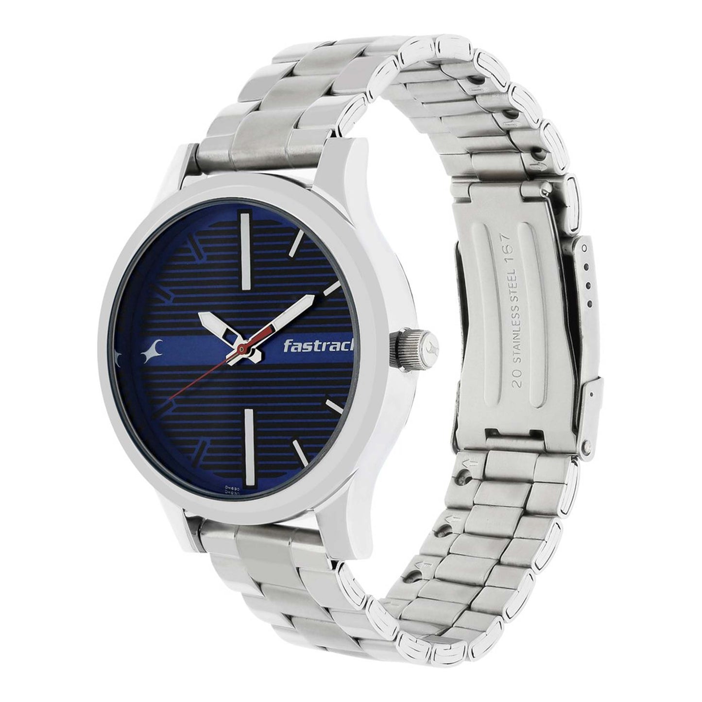Fastrack Fundamentals Quartz Analog Blue Dial Stainless Steel Strap Watch for Guys 38051SM03