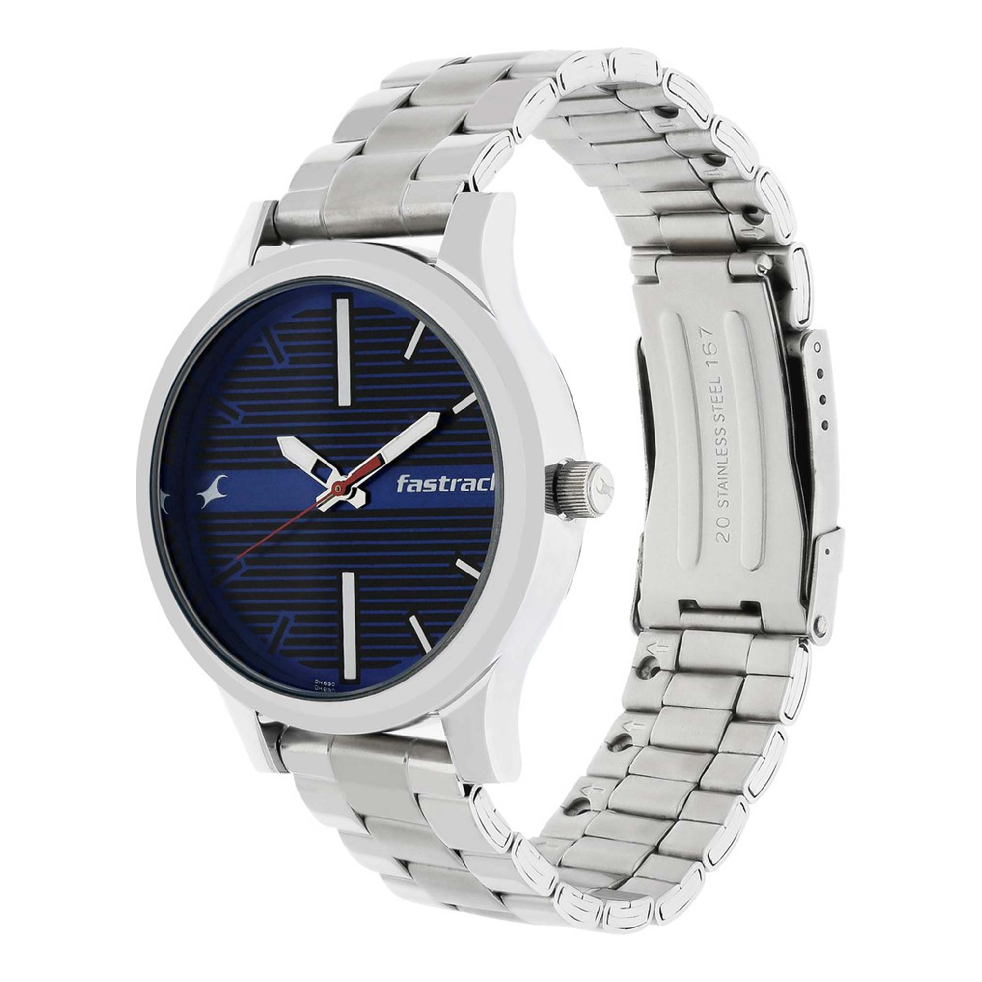 Fastrack Fundamentals Quartz Analog Blue Dial Stainless Steel Strap Watch for Guys 38051SM03
