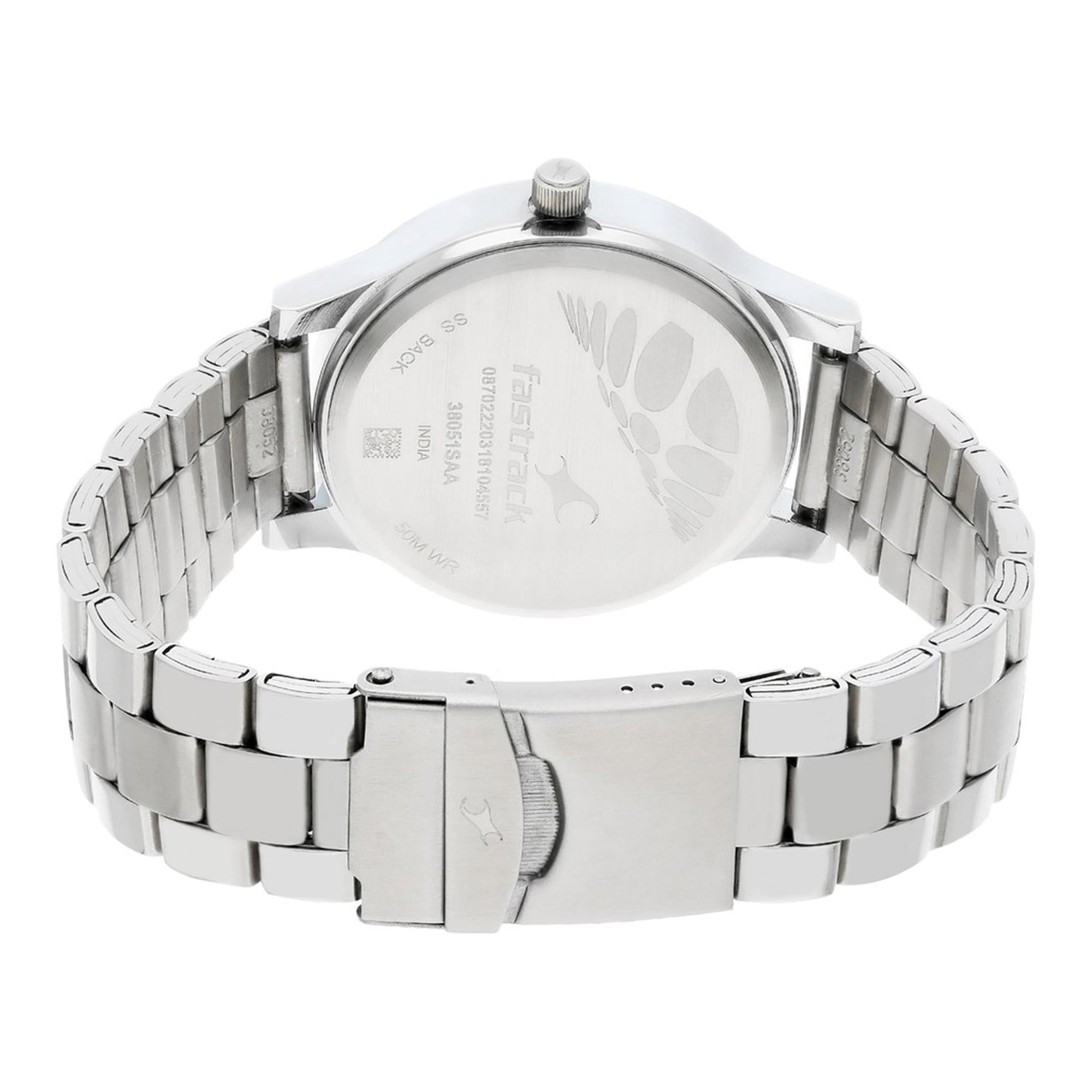Fastrack Fundamentals Quartz Analog Blue Dial Stainless Steel Strap Watch for Guys 38051SM03