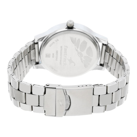 Fastrack Fundamentals Quartz Analog Blue Dial Stainless Steel Strap Watch for Guys 38051SM03